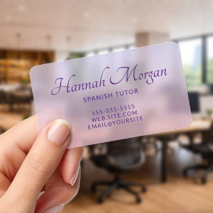Soft Lavender Pink Ombre Clear Business Cards