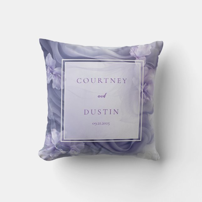 Soft Lavender Purple Chiffon Fabric Monochrome Throw Pillow (Front)