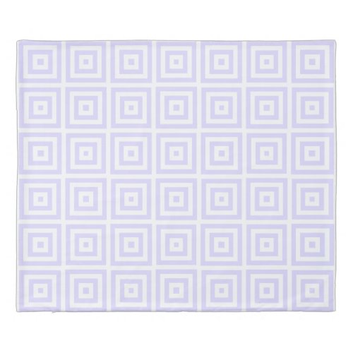 Soft Lavender Purple  White Squares Pattern Duvet Cover
