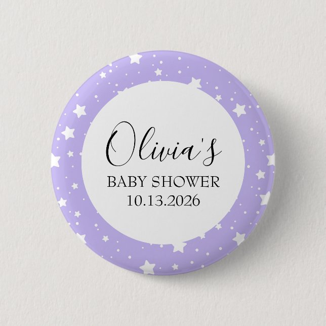 Soft Lavender Starry Pattern Button (Front)