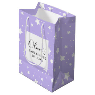 Soft Lavender Starry Pattern Medium Gift Bag