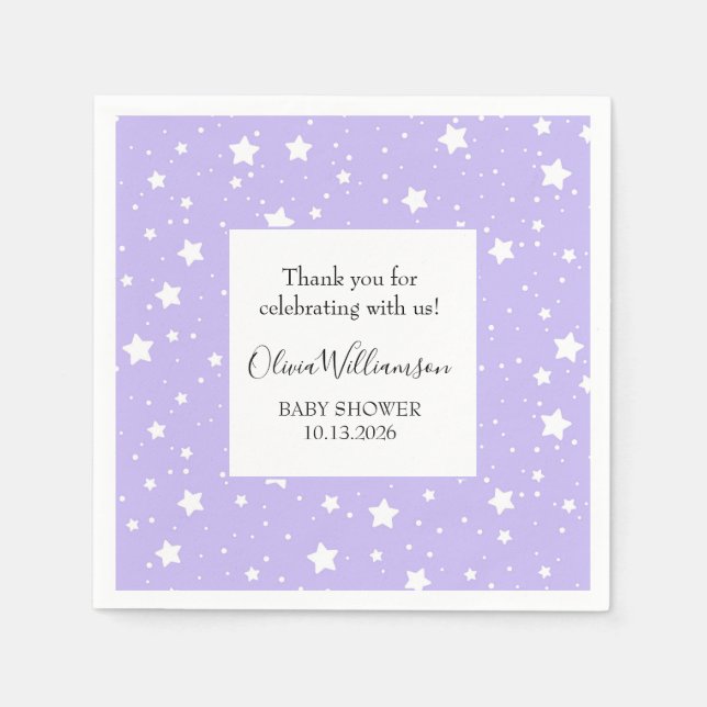 Soft Lavender Starry Pattern Napkins (Front)