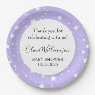 Soft Lavender Starry Pattern Paper Plates