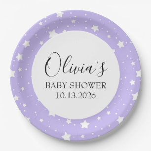 Soft Lavender Starry Pattern Paper Plates