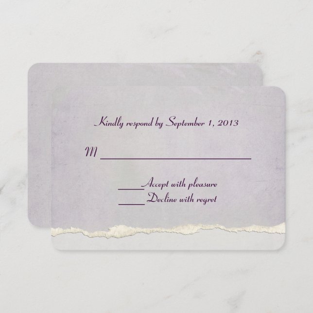 soft lavender torn edge RSVP (Front/Back)