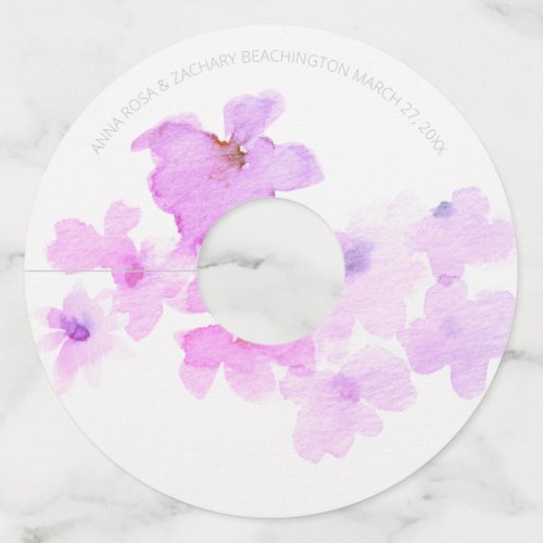  Soft Lavender Violet  Pink Floral Watercolor Wine Glass Tag