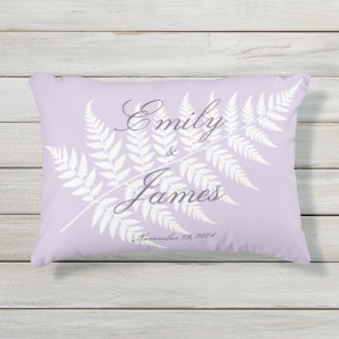 Soft Lavender White Fern Couple Names Elegant Outdoor Pillow