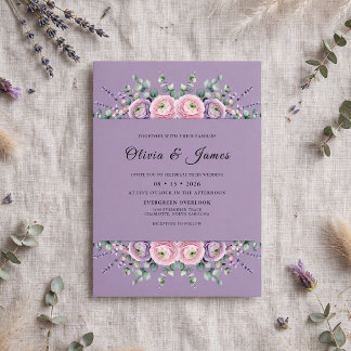Soft Lavender Wildflower Wedding Invitation