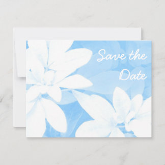Soft Leaves Blue 'Save the Date' white Invitation