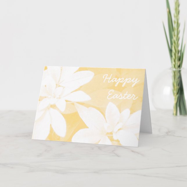 Soft Leaves Gold 'Happy Easter' card front text (Front)