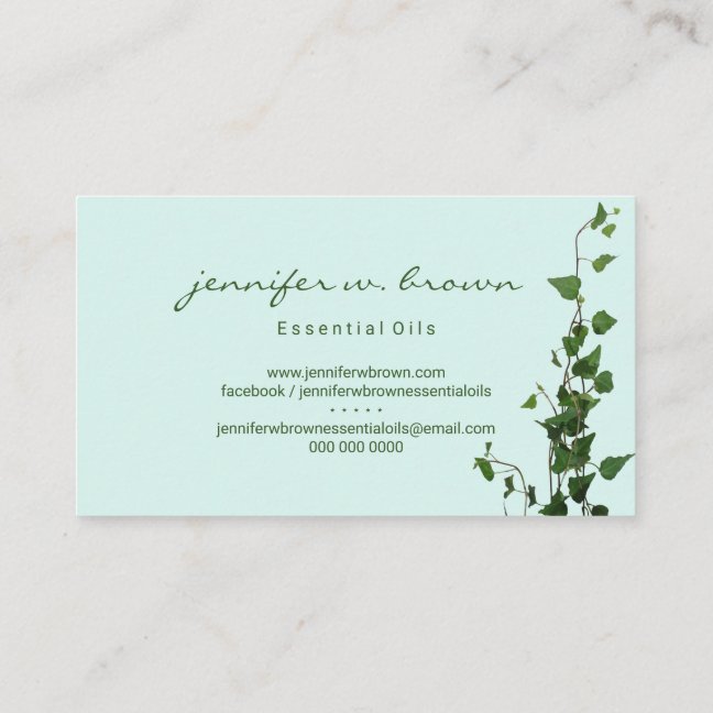 Soft leaves photo floral green eucalyptus business card