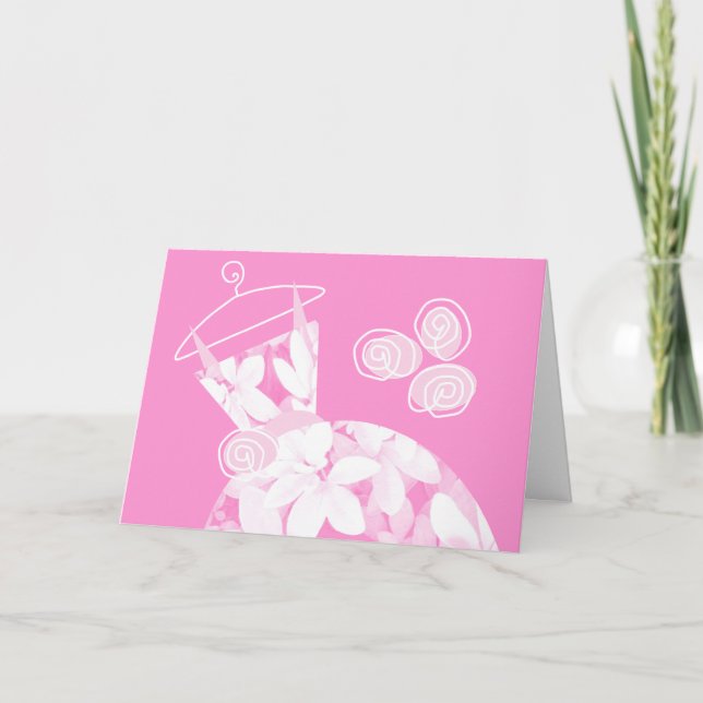 Soft Leaves Pink 'Bridesmaid' card horizontal (Front)