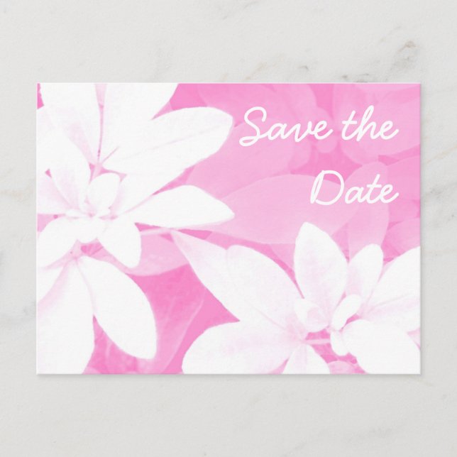 Soft Leaves Pink 'Save the Date' postcard (Front)
