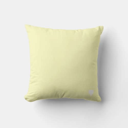 Soft Lemon Yellow Pastel Solid Color With Heart Throw Pillow