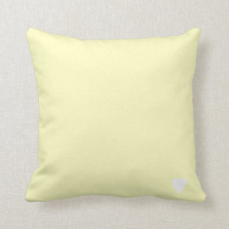 Soft Lemon Yellow Pastel Solid Color With Heart Throw Pillow