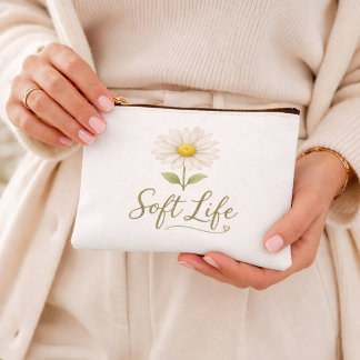 Soft Life Aesthetic Daisy Watercolor All-Over Prin Accessory Pouch