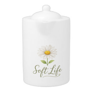 Soft Life Aesthetic Daisy Watercolor Floral Coffee Teapot