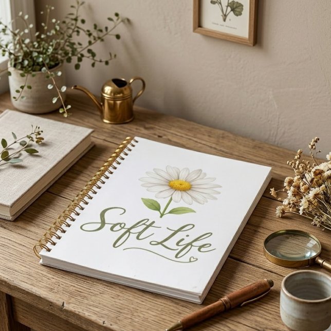 Soft Life Aesthetic Daisy Watercolor Spiral Notebo Notebook (Creator Uploaded)