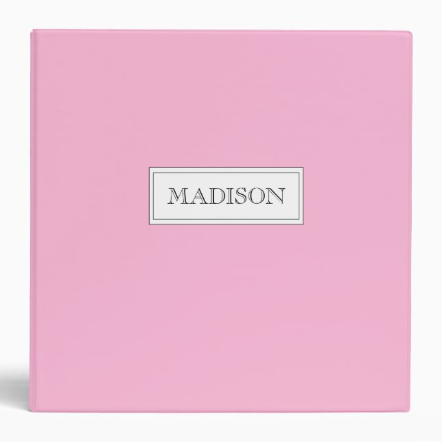 soft light baby pink personalized 3 ring binder (Front)
