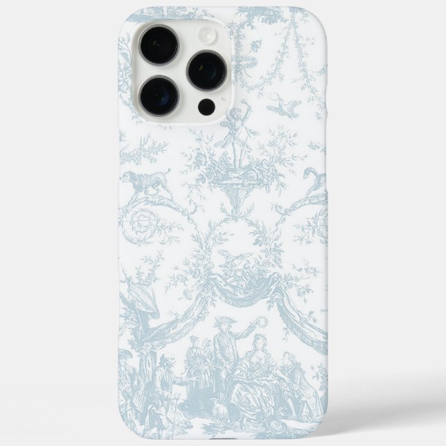 Soft Light Blue and White Toile Case-Mate iPhone Case (Back)