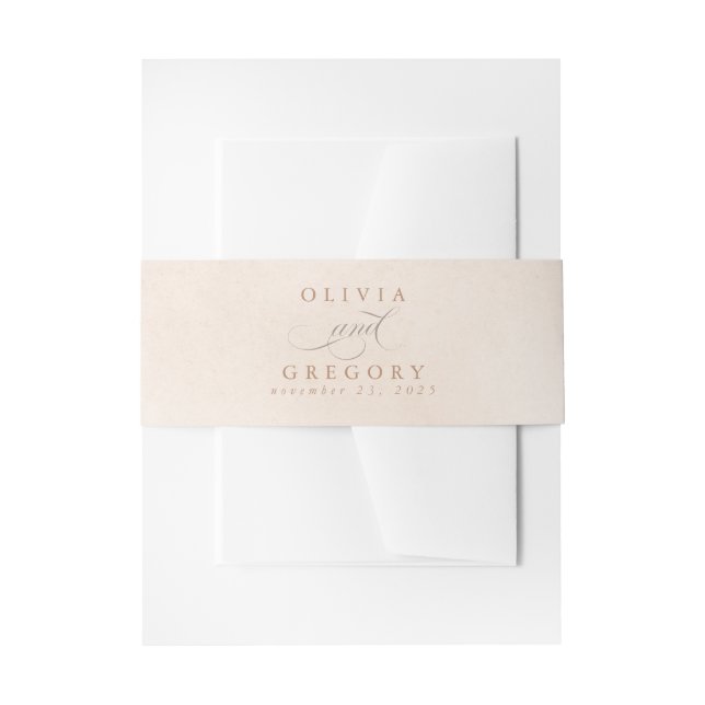 Soft Light Pastel Shades Neutral Wedding Invitation Belly Band (Front Example)