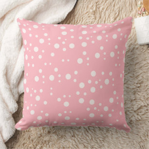 Soft Light Pink and White Polka Dots (for Women) Throw Pillow