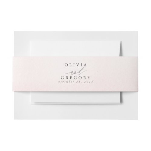 Soft Light Pink Shades Dreamy Romantic Wedding Inv Invitation Belly Band