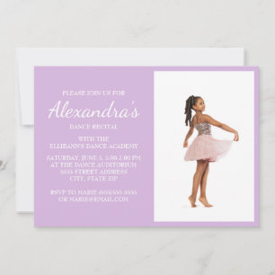Soft Light Purple Dance Recital Photo Invite