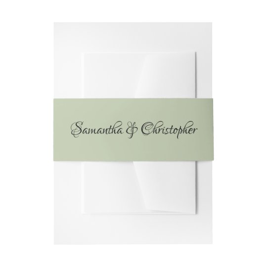 Soft Light Sage Green Personalized Calligraphy Invitation Belly Band Soft Light Sage Green Personalized Calligraphy Invitation Belly Band