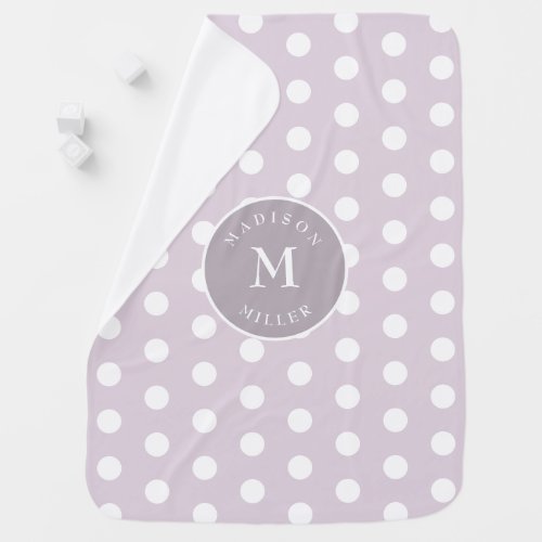 Soft Lilac Baby Blanket Polka Dots Name Initial