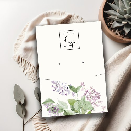 Soft Lilac Floral Necklace Earring Logo Display Business Card