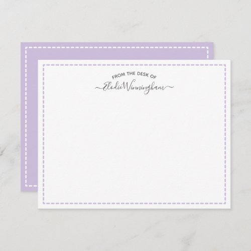 Soft Lilac From The Desk Of Name In Script Note Card