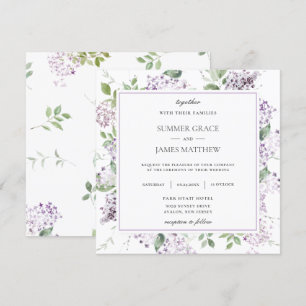 Soft Lilac Purple Floral Greenery Wedding Square  Invitation
