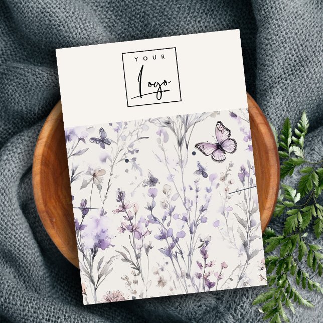 Soft Lilac Purple Floral Logo Earring Necklace Business Card (Creator Uploaded)