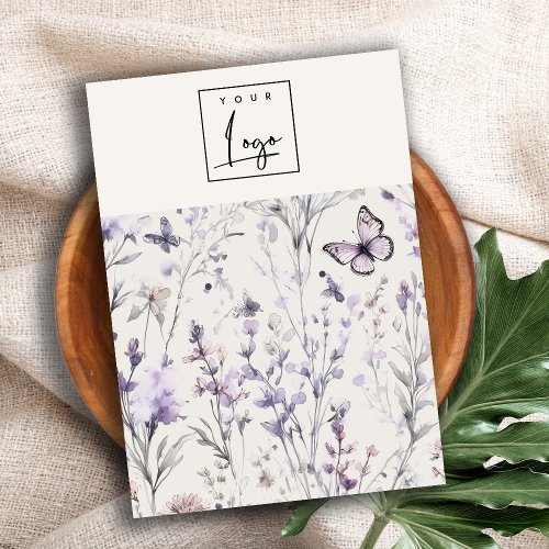 Soft Lilac Purple Floral Logo Earring Stud Holder Business Card