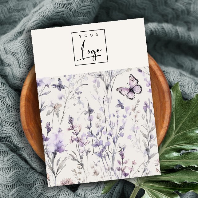 Soft Lilac Purple Floral Logo Hairclip Pin Holder Business Card (Creator Uploaded)