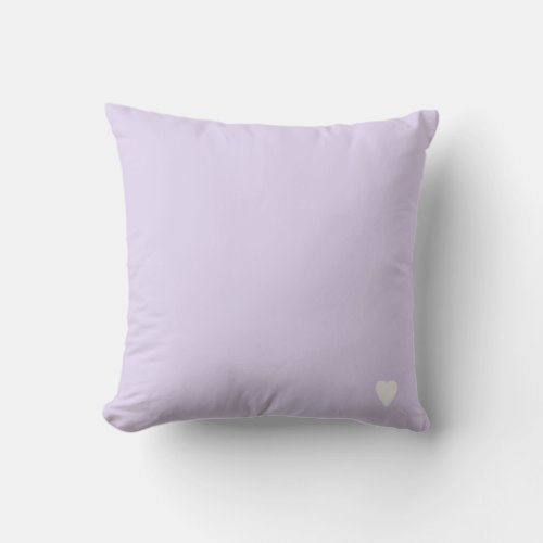 Soft Lilac Purple Solid Pastel Color With Heart Throw Pillow