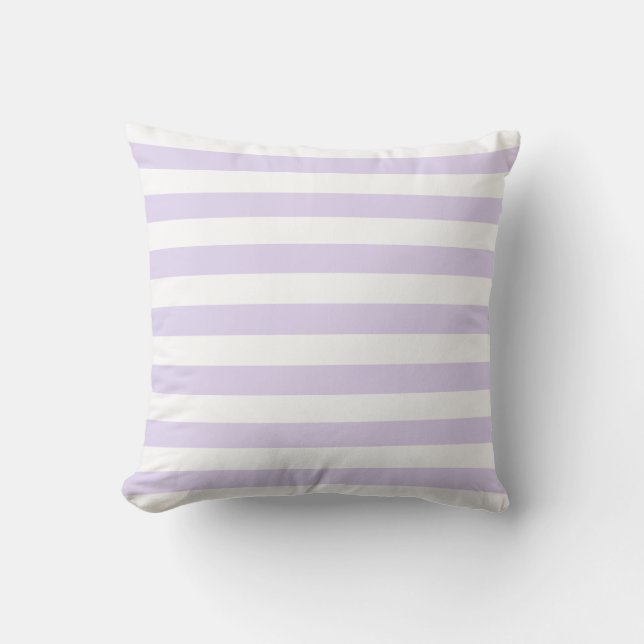 Soft Lilac Purple & White Lines Pattern Throw Pillow (Front)