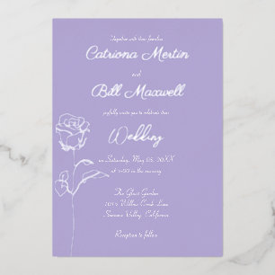 Soft Lilac & Real Silver Foil Wedding Invitation Foil Invitation