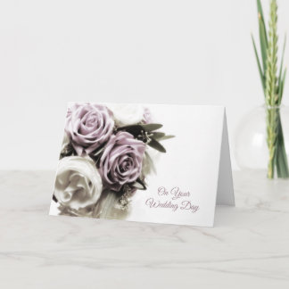 Soft Lilac Rose Bouquet, Wedding Congratulations Card