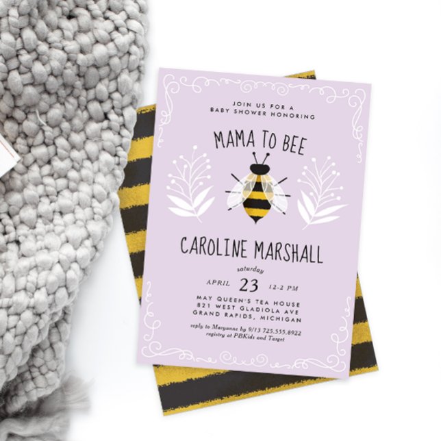 Soft Lilac Rustic Mama to Bee Baby Shower Invitation (Creator Uploaded)