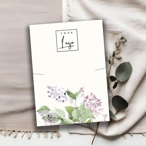 Soft Lilac Watercolor Floral Necklace Logo Display Business Card