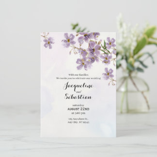 Soft Lilac Watercolor Floral Wedding Invitation