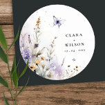 Soft Lilac Wildflower Butterfly Garden Wedding Classic Round Sticker<br><div class="desc">If you need any other matching product or customization,  kindly message via Zazzle.</div>