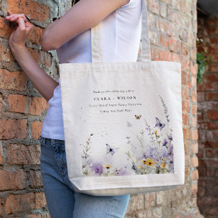 Soft Lilac Wildflower Butterfly Garden Wedding Tote Bag