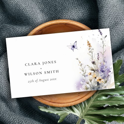 Soft Lilac Wildflower Butterfly Wedding Website Enclosure Card