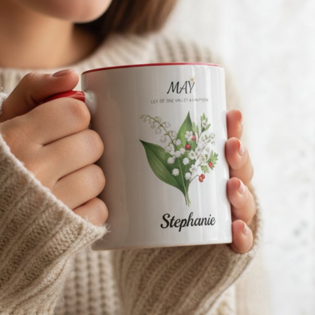 Soft Lily of the Valley – May Birth Month Mug (Soft Botanical Lily of the Valley – May Birth Month Gift mug)