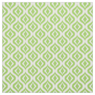 Soft Lime Green Retro Chic Ikat Drops Pattern Fabric
