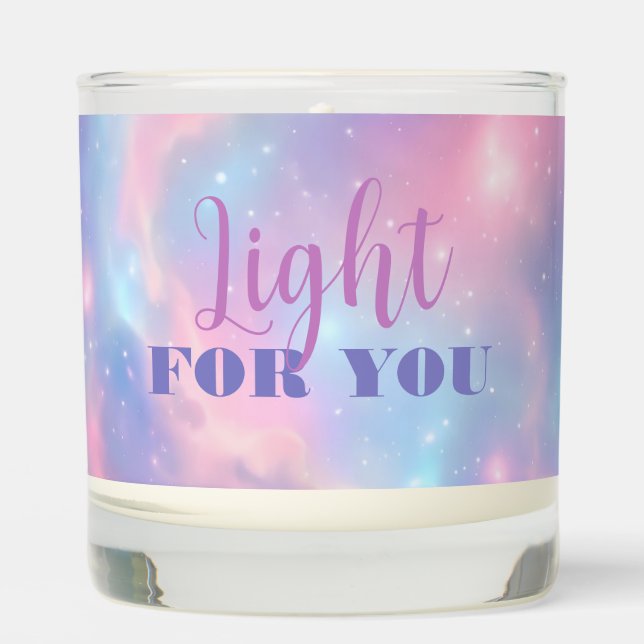 Soft Magical Pastel Pink Blue Starry Cosmic Scented Candle (Front)