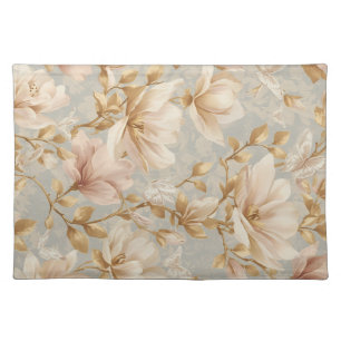 Soft Magnolia Butterfly Botanical Pattern Cloth Placemat